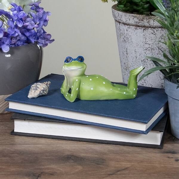 Set of 3 Green Sunbathing Spring Frog with Goggle Figurines 5 ...