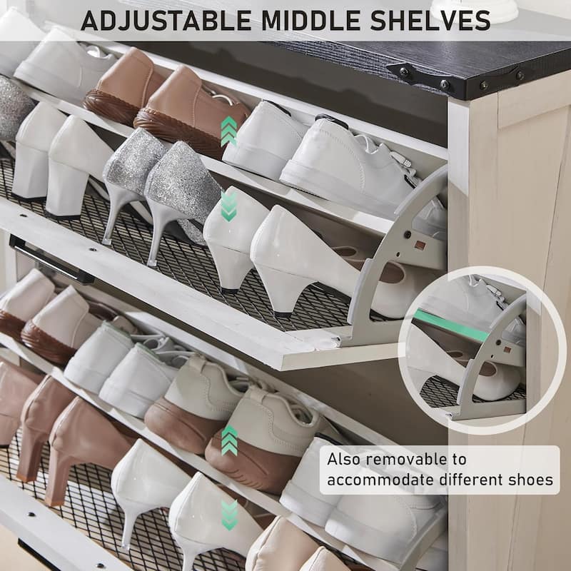 Farmhouse Shoe Cabinet, Wooden Shoe Storage Cabinet, Shoe Organizer