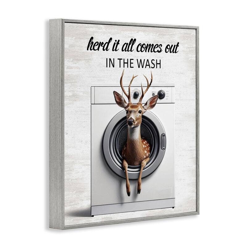 Stupell Herd It Comes Out In Wash Framed Giclee Art Design By Lettered and Lined