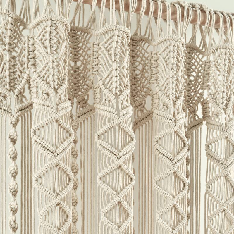 Lush Decor Boho Macrame Textured Cotton Window Curtain/Room Divider/Doorway/Wall Decor