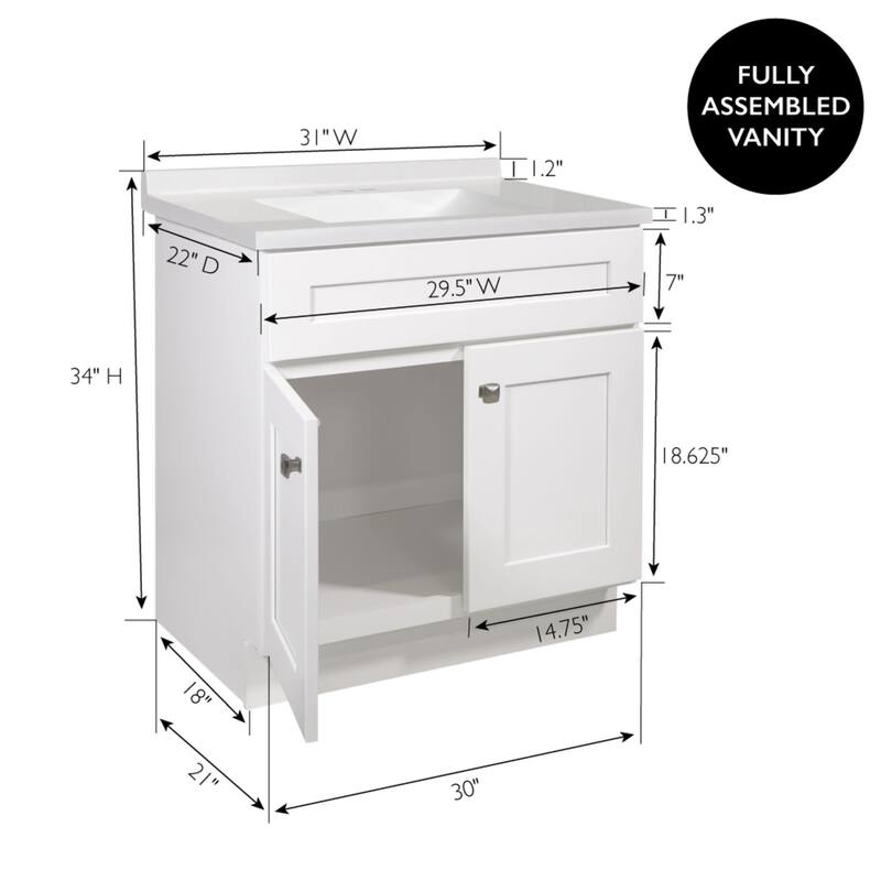Design House 214593 Brookings 32" Free Standing Single Basin Vanity
