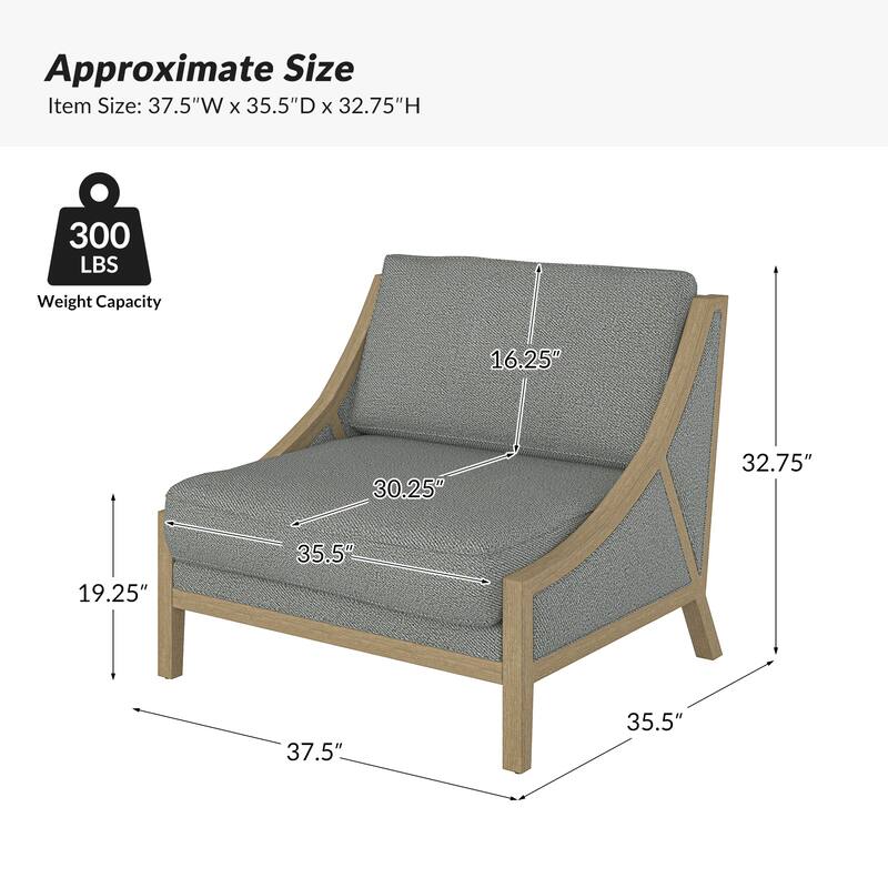 Kim Farmhouse Armchair with Solid Wood Legs