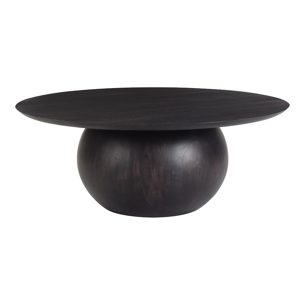 NADAAL STUDIOS Pia Coffee Table, Round, Solid Acacia Wood, Handcrafted, Natural Wood Grain & Knots, Small, Black