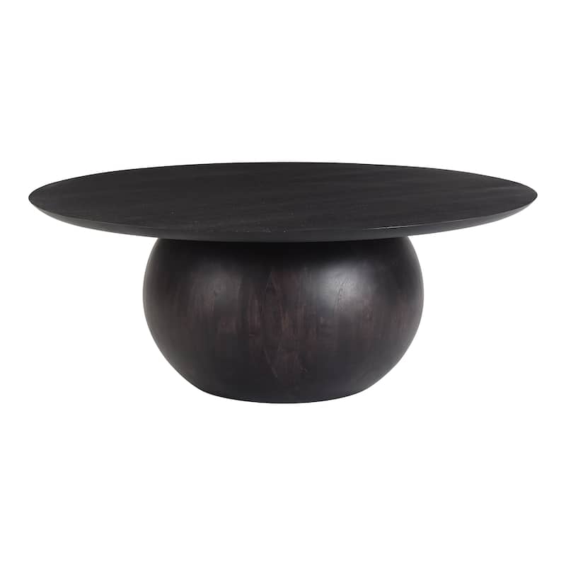NADAAL STUDIOS Pia Coffee Table, Round, Solid Acacia Wood, Handcrafted, Natural Wood Grain & Knots, Small, Black - Black
