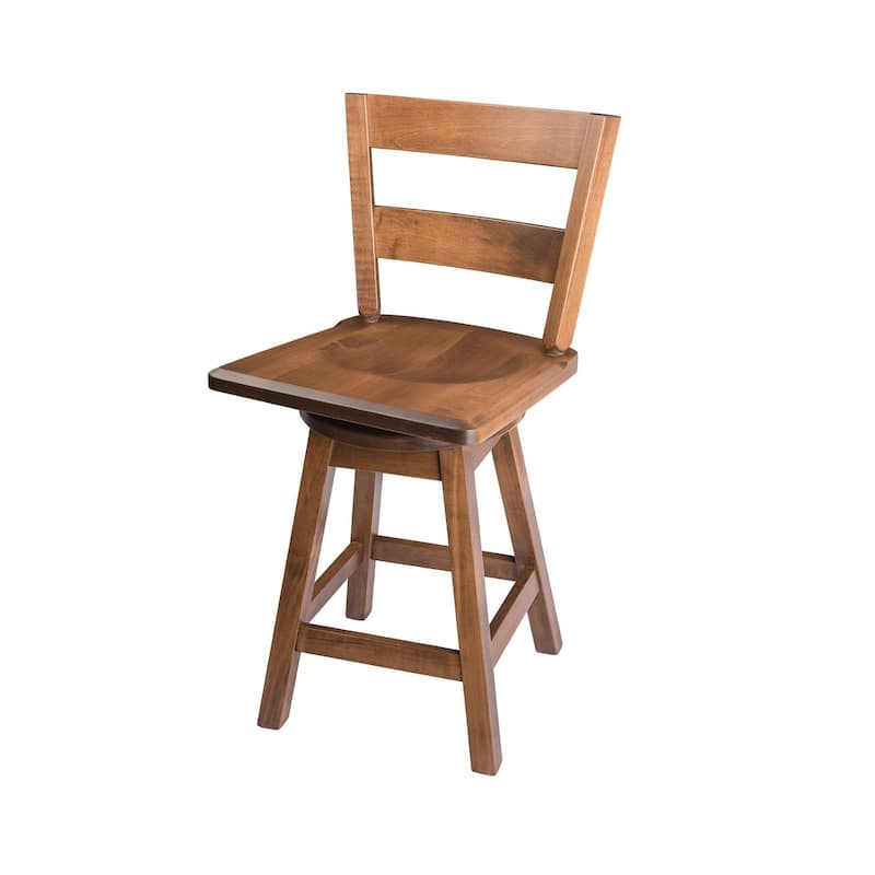 Amish Made Swivel Urban Bar Stool with Straight Back - Maple Wood stained in Cappuccino Stain - Bar Height