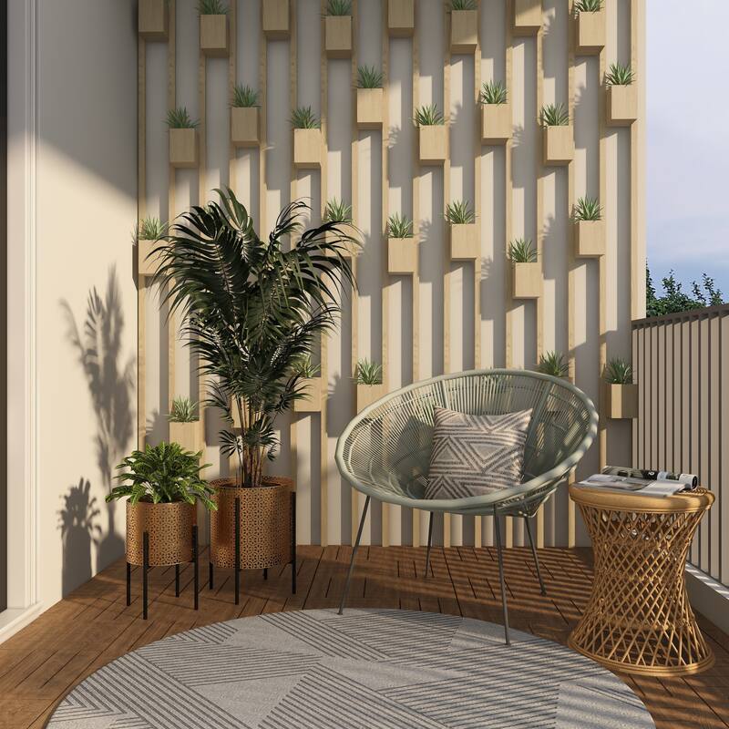 Gold or Black Iron Metal Contemporary Floral Pattern Planter (Set 2)