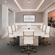 preview thumbnail 26 of 98, Benmar Ribbed Leather Executive High Back Office Chair with Gold Frame, Swivel, Tilt, Lumbar Support