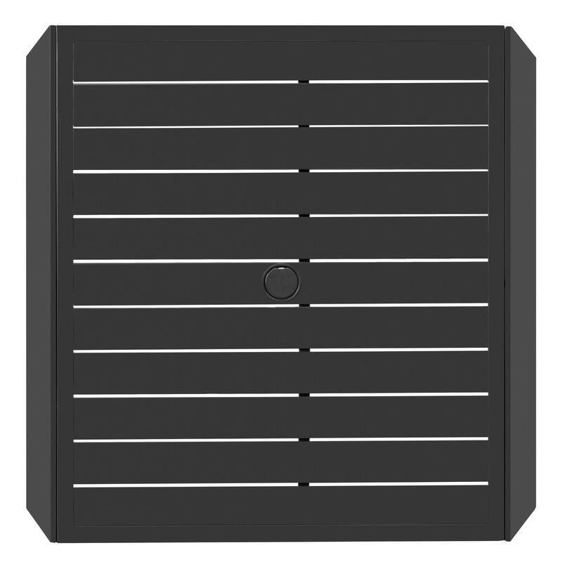 Outdoor Aluminum Dining Table with Umbrella Hole, Black