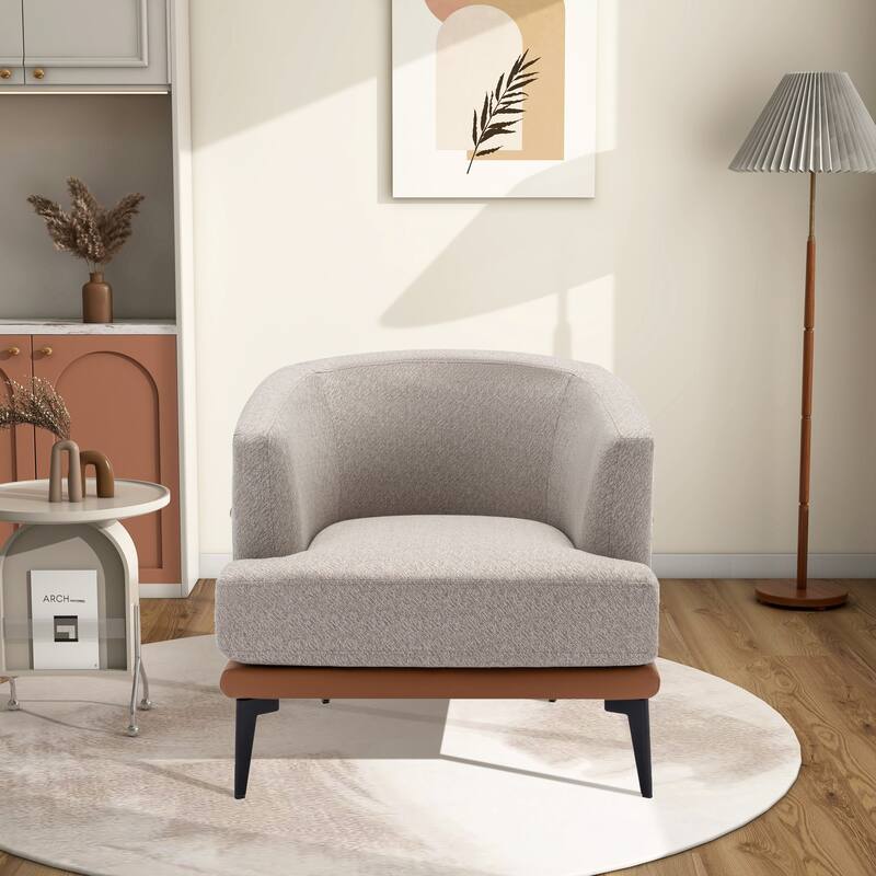 Modern Upholstered Accent Chair Two-Tone Barrel Armchair