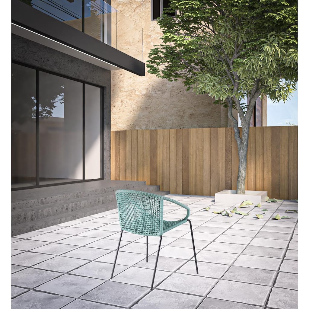 Set of Two 25" Green Metal Outdoor Dining Chair