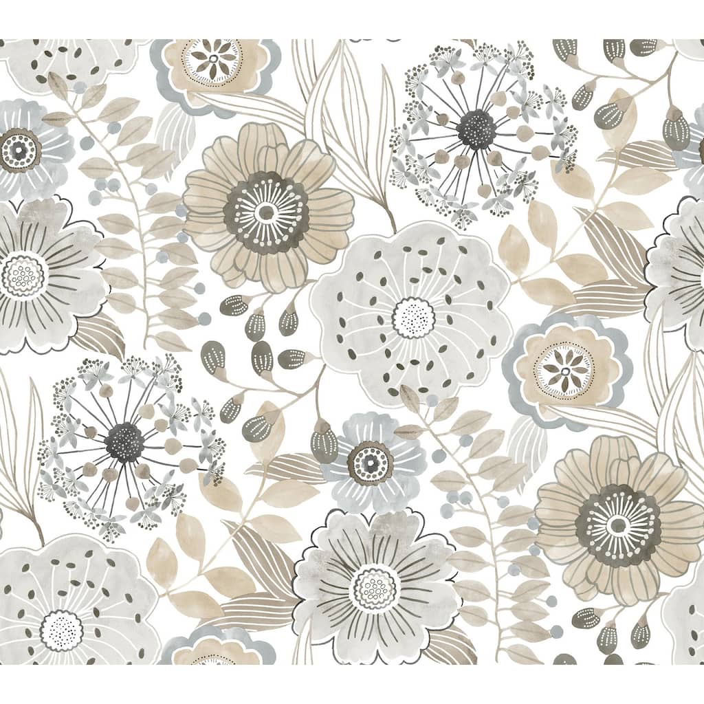 York Wallcoverings Artistic Bouquet Neutral Wallpaper