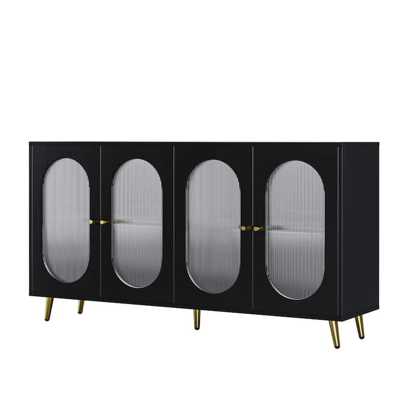 Sideboard Cabinet with 4 Acrylic Doors, Buffet Cabinet with Storage, Accent Cabinet wtih Shelve and Metal Legs