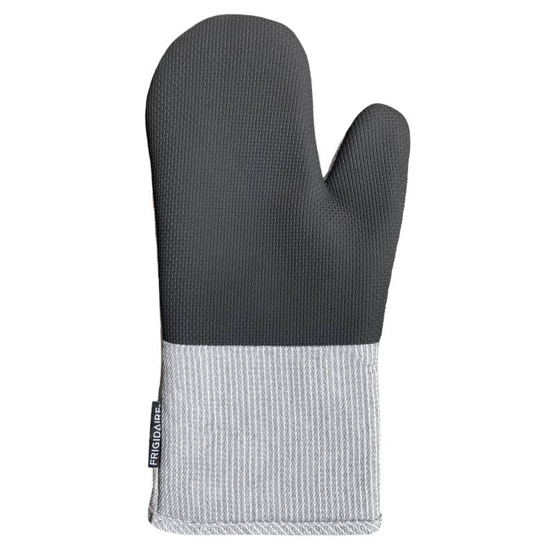 Grey Heat Resistant Thick Soft Quilted Lining Kitchen Oven Glove Mitts With Neoprene - 1 Pair