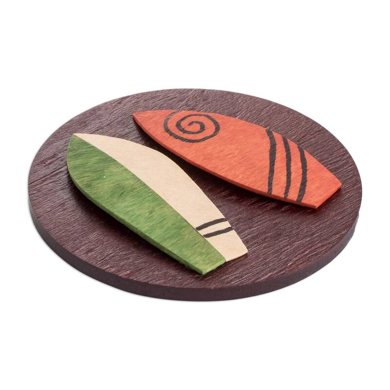 Novica Handmade Surfs Up Wood Magnet