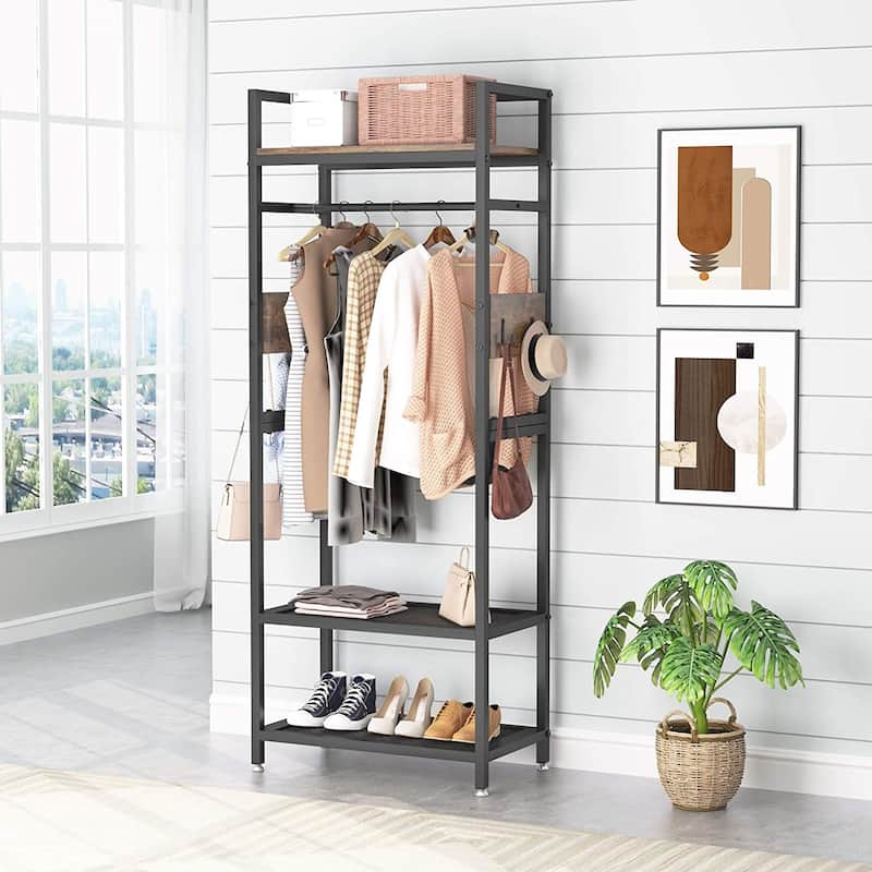 Hall Tree Garments Clothes Rack with Shelf