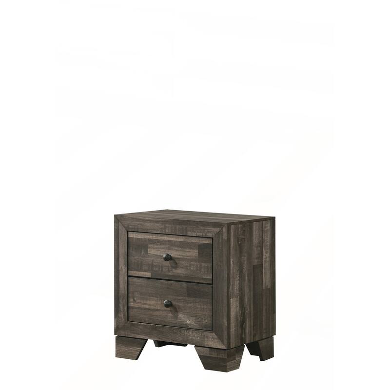 1pc Rustic Two-Drawer Storage Nightstand for Any Bedroom