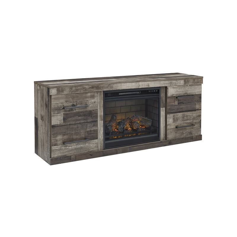 Signature Design by Ashley Derekson Multi Gray 60" TV Stand for TVs up to 69" with Electric Fireplace - 60"W x 15"D x 44.5"H
