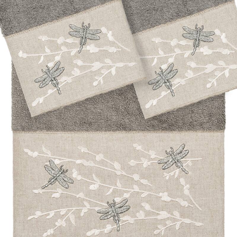 Authentic Hotel and Spa 100% Turkish Cotton Braelyn 3PC Embellished Towel Set