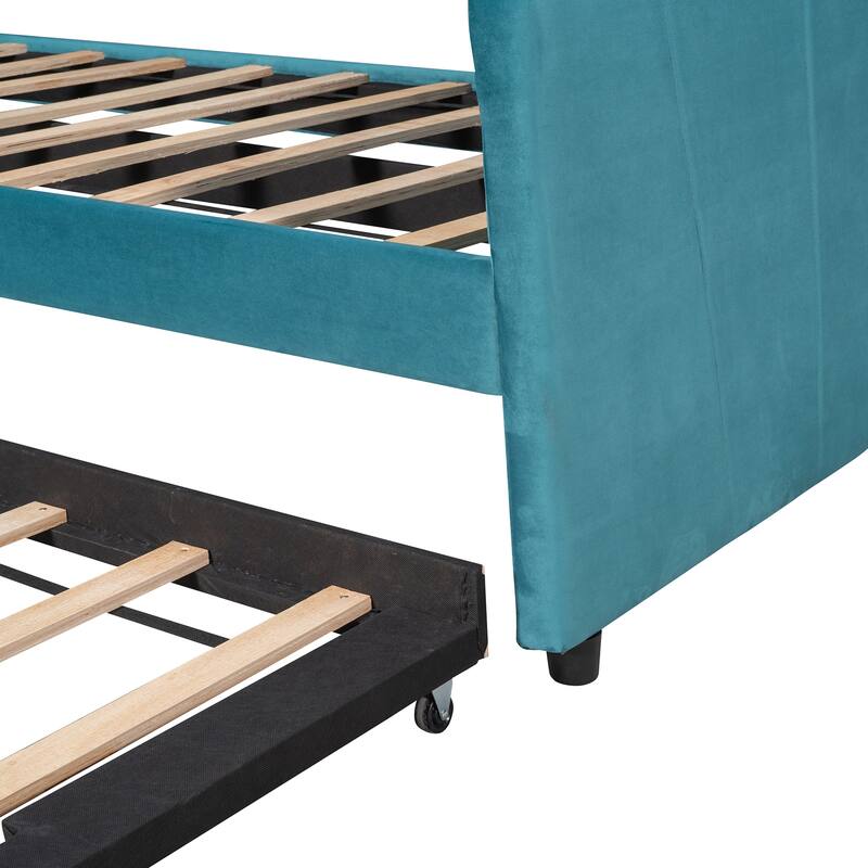 Elegant Upholstered Twin Size Daybed with Trundle, Sturdy Wood Frame and Slats, Perfect for Small Spaces, Bedroom, Guest Room