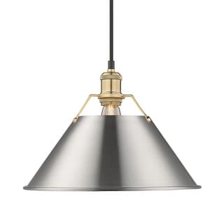Yep by Golden Lighting Orwell 1-light 14in Pendant in Brushed Champagne Brass and Pewter shade - Gold