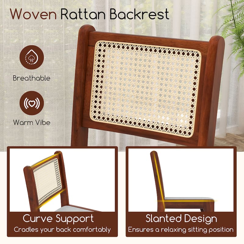 Gymax 4PCS Rattan Dining Chairs Upholstered Kitchen Chairs w/ Rubber