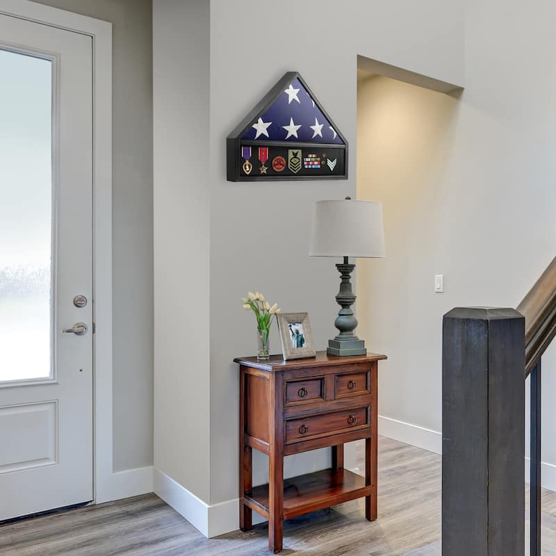 Military Medal and  Burial Flag Shadow Box Display Case
