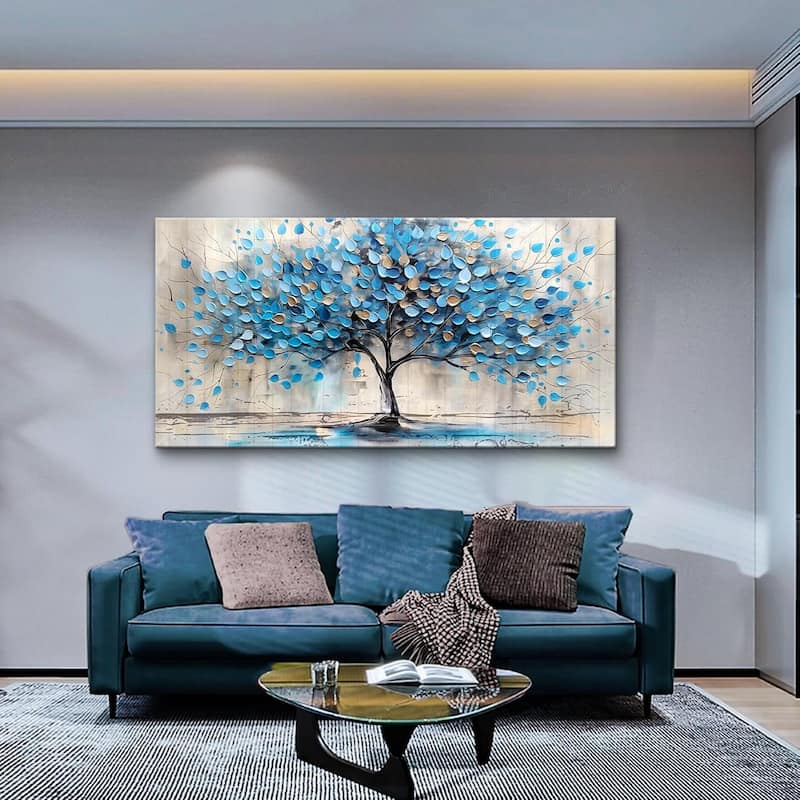 Abstract Wall Pictures Artwork Wall Decor Blue Tree Paintings