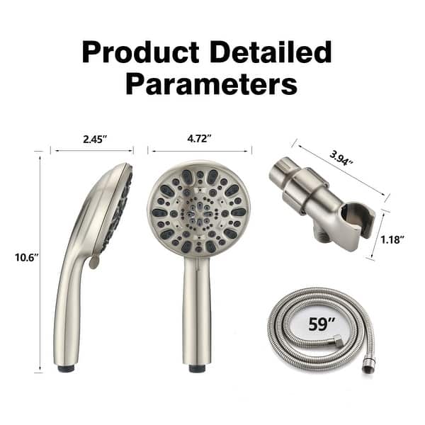 dimension image slide 0 of 3, YASINU Single-Handle 7-Spray Round High-Pressure Shower Faucet