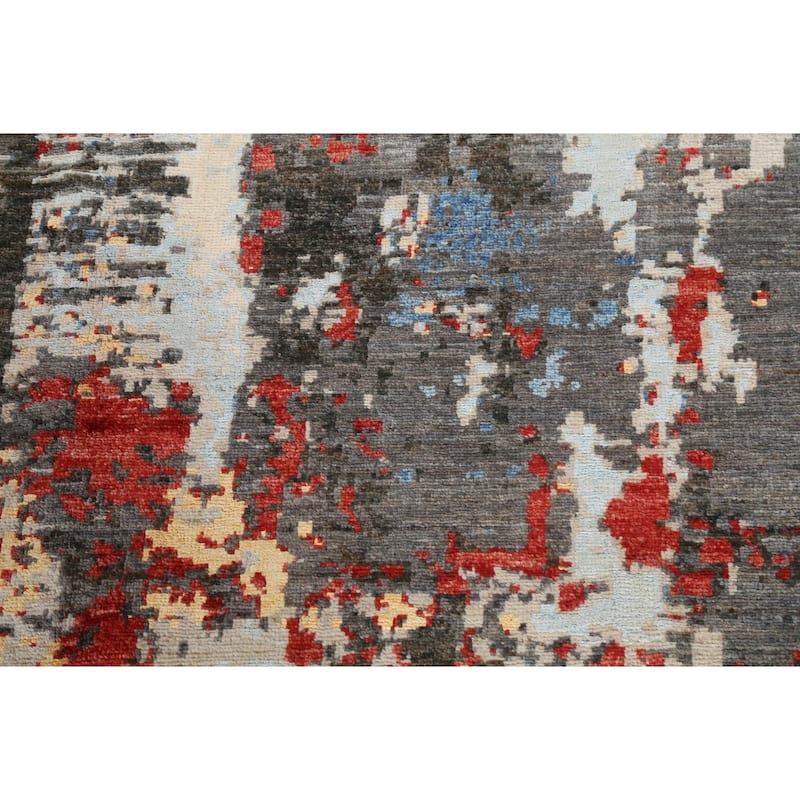 Vegetable Dye Wool/ Silk Modern Abstract Area Rug Hand-knotted Carpet - 6'6" x 9'8"