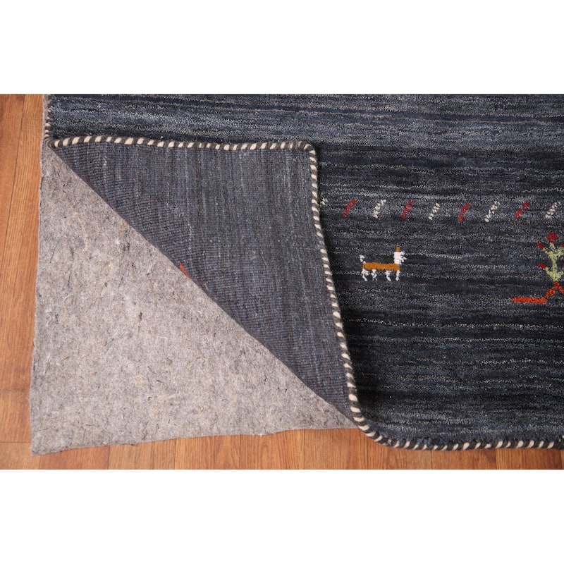 Striped Gabbeh Oriental Area Rug Handmade Wool Carpet - 8'0" x 9'9"