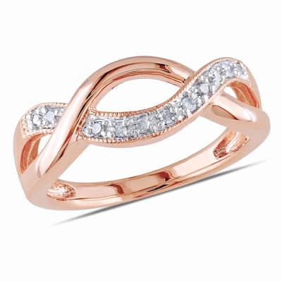 Miadora 1/10ct TDW Diamond TDWist Ring in Pink Plated Sterling Silver