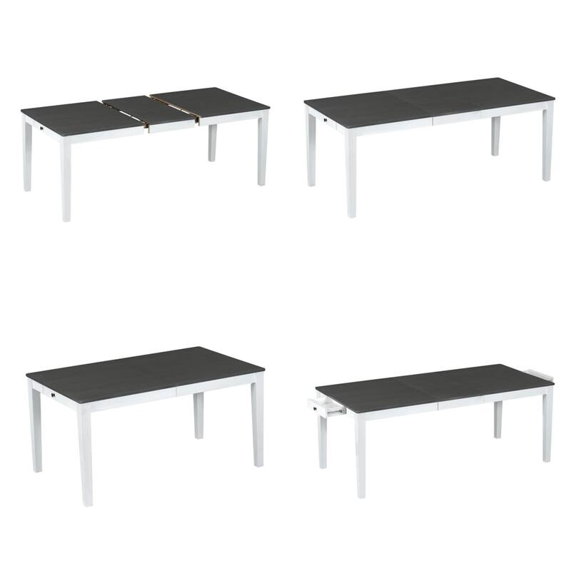 7 Piece Extendable Dining Table Set with 6 Upholstered Dining Chairs and 2 Built-in Drawers