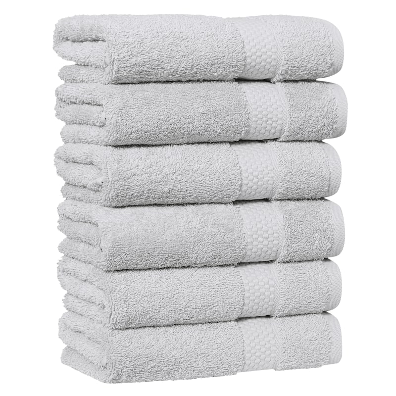 Authentic Hotel and Spa 100% Aeagean Long Staple Turkish Cotton STARLIGHT Terry Hand Towels (Set of 6)