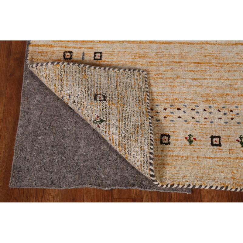 Oriental Gabbeh Indian Rug Hand-Knotted Orange Tribal Wool Carpet - 3'11" x 5'8"
