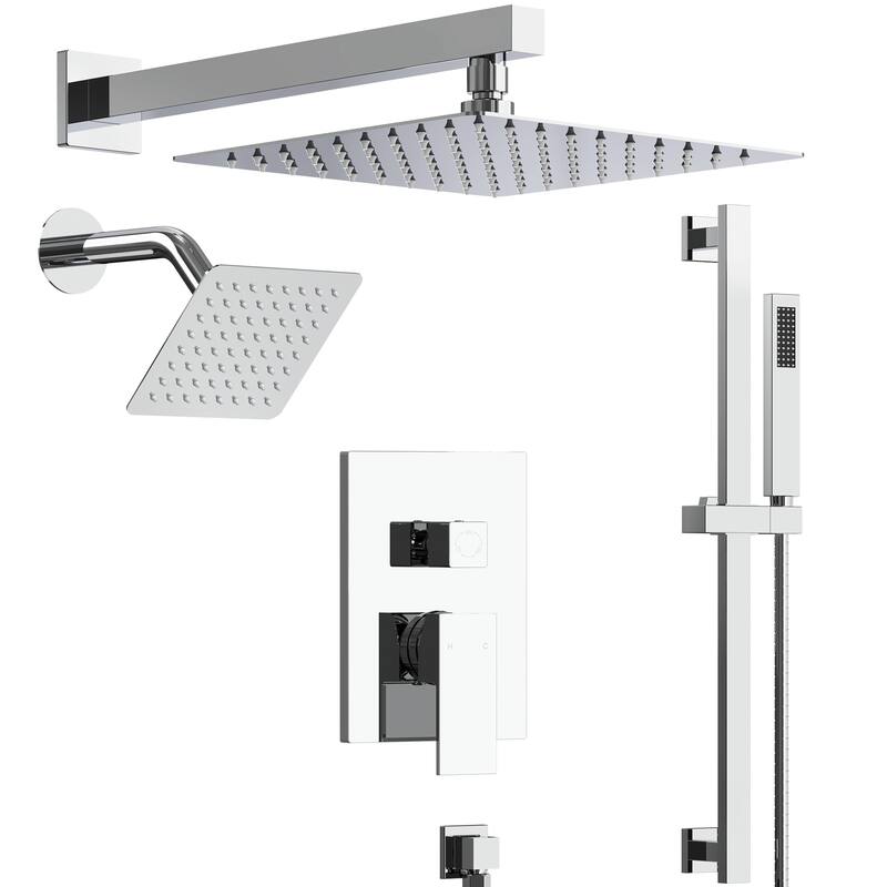 Dual Shower Head System with 10" High Pressure Handheld Spray And Slide Bar