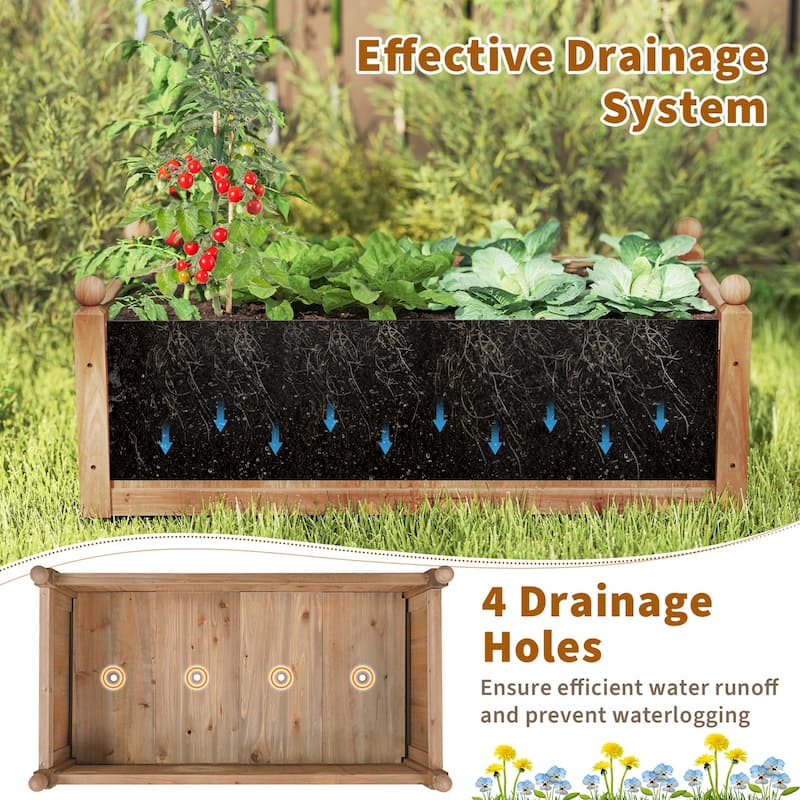 Gymax Raised Garden Bed 46'' x 24'' x 16'' Planter Box w/ 4 Drainage