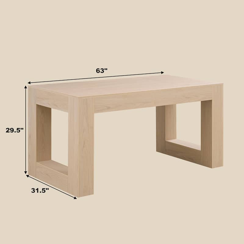 Farmhouse Kitchen Dining Table for 4-6 People, Rectangular Dining Table, Kitchen with Sturdy Wood Legs Farmhouse Full MDF Trim