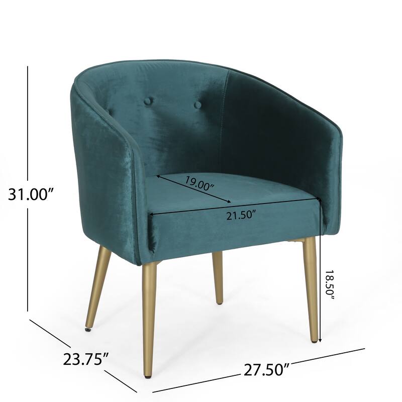Modern Velvet Dining Chair with Iron Legs, Cushions and Backrest for Dining Room Kitchen Bedroom Living Room