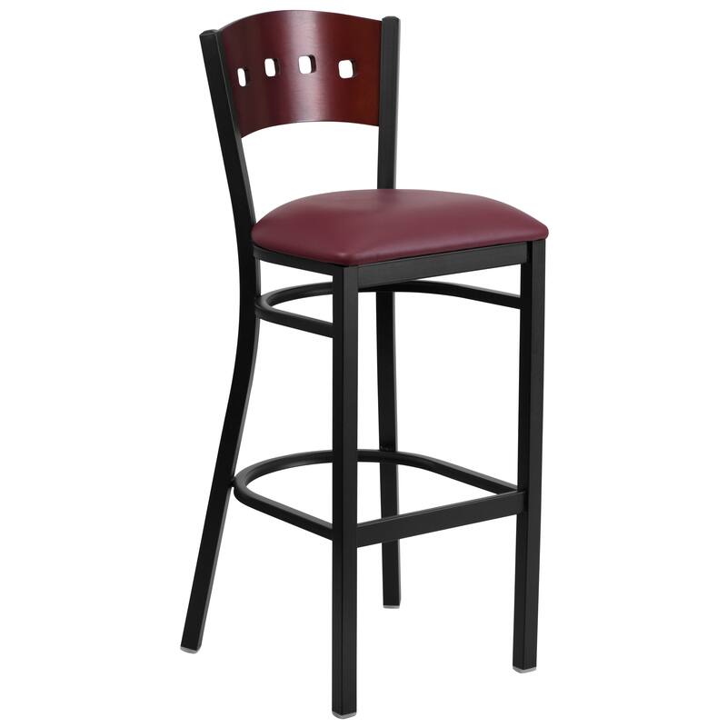 Decorative 4 Square Back Metal Restaurant Barstool - 19.75"W x 20"D x 43"H - 19.75"W x 20"D x 43"H