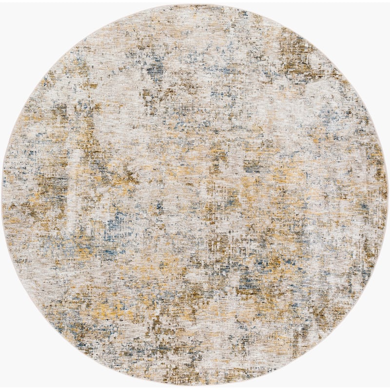 Livabliss Casual Naila Abstract Area Rug - 7'10" x 7'10" Round - Olive/Blue