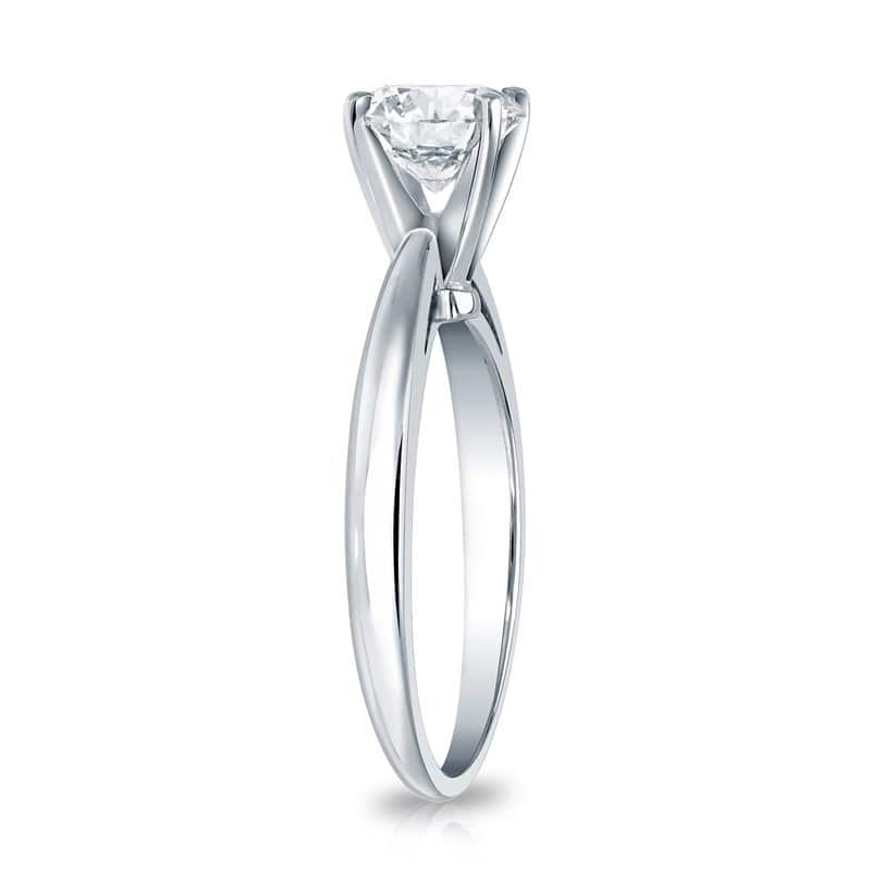 Round 1 carat TDW Certified Solitaire Diamond Engagement Ring in 14kt Gold by Auriya