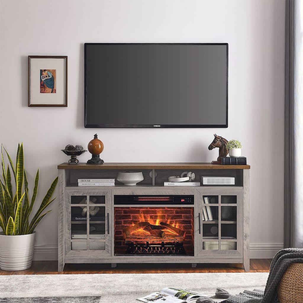 TV Stand for TVs up to 55" with Electric Fireplace
