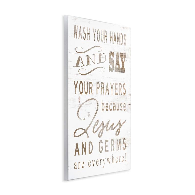 Stupell Jesus And Germs Are Everywhere Wash Your Hands Sign Wall Plaque Art, 10x15, Proudly Made in USA - Brown