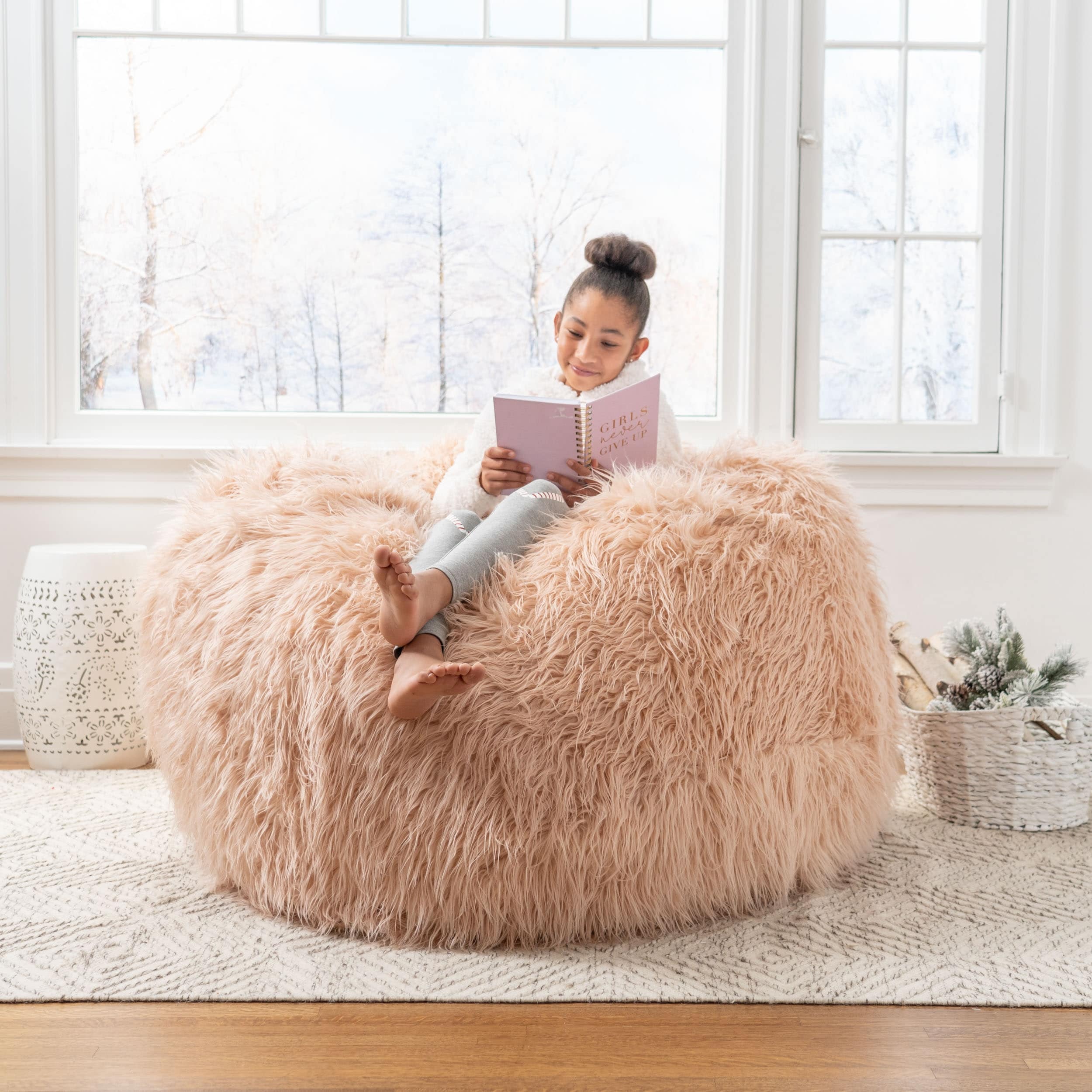 Lachlan Faux Furry Bean Bag By Christopher Knight Home 