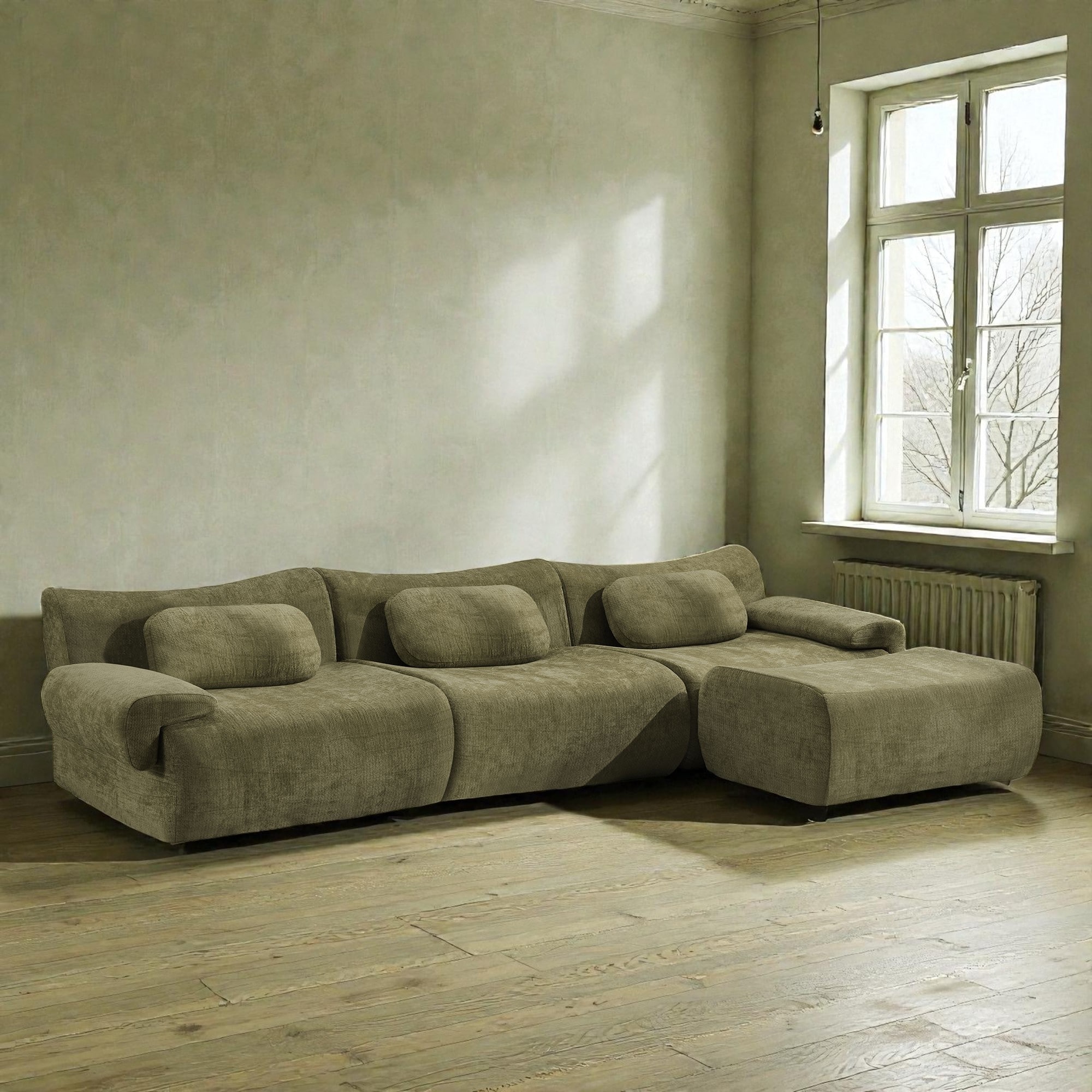 Modular Chenille Sofa Set with Armchair, Extra Large Deep Seat 3