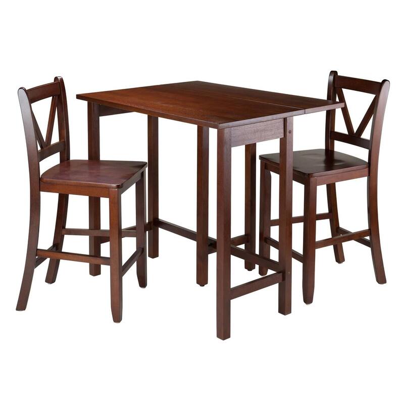 African Drop Leaf Table Set with Counter Stools - Space Saving Dining Table & Chairs