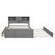 preview thumbnail 6 of 7, Wooden Full Size Pltaform Bed with Trundle, 3 Drawers, Upper Shelves