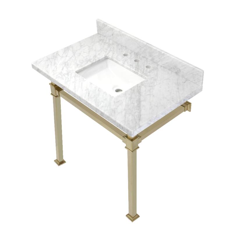 Kingston Brass Monarch 22" Wall Mounted Rectangular Marble Lavatory - Marble White / Brushed Brass