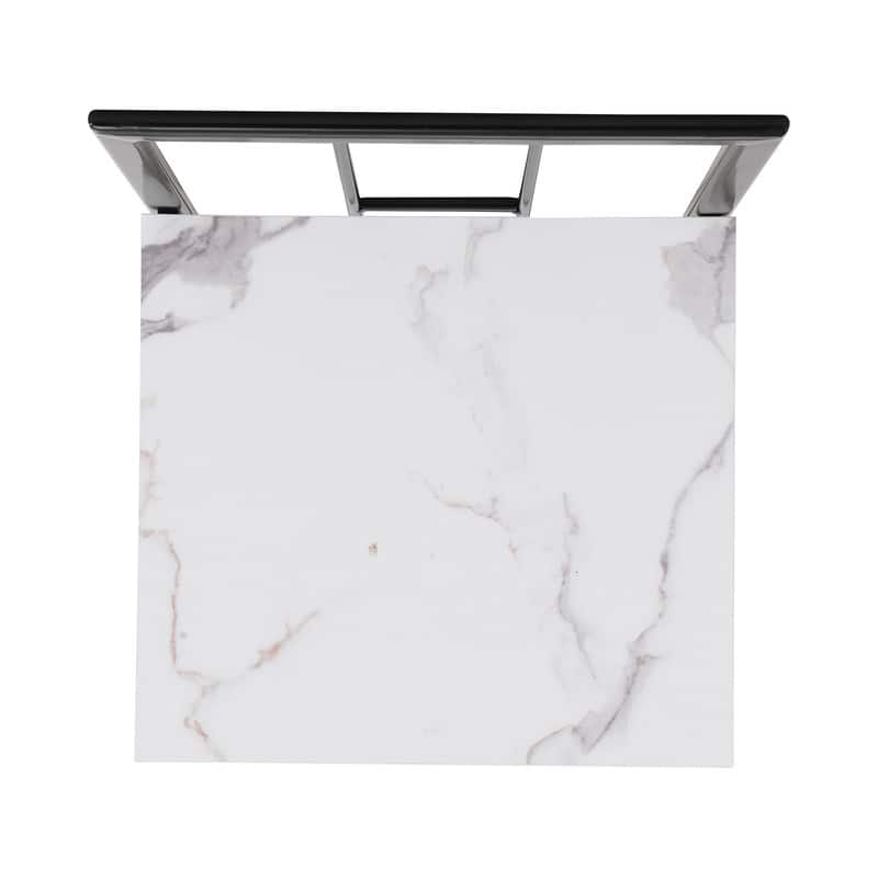 Mid-Century 7-Piece Dining Table Set for 6 People, Kitchen Dining Room Table Set with Faux Marble Dining Table and 6 Chairs