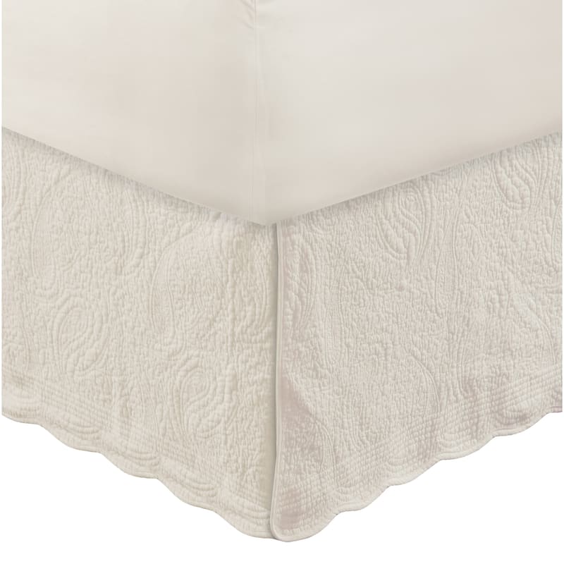 Greenland Home Fashions Paisley Quilted 18-inch Drop Bed Skirt - King - Off White
